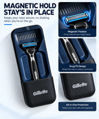 Gillette Brand Black Razor Case Magnetic Travel Case Compatible with Fusion/Magnetic/Match/Vector 3 Series