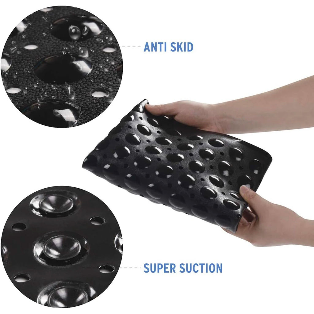1pc PVC Non-Slip Bath Mat with Suction Cups & Drain Holes 15*27.6in/38*70cm- Fast Draining Shower Mat Bathtub Mat Bathroom Mat