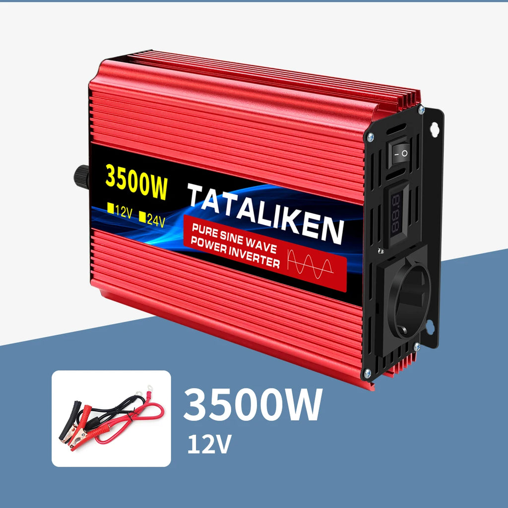 Inverter Pure Sine Wave  2500W/3500W/4500W/5000WDC 12V/24V to AC 220V 230V Voltage Transfer Converter Charging Adapter EU Socket