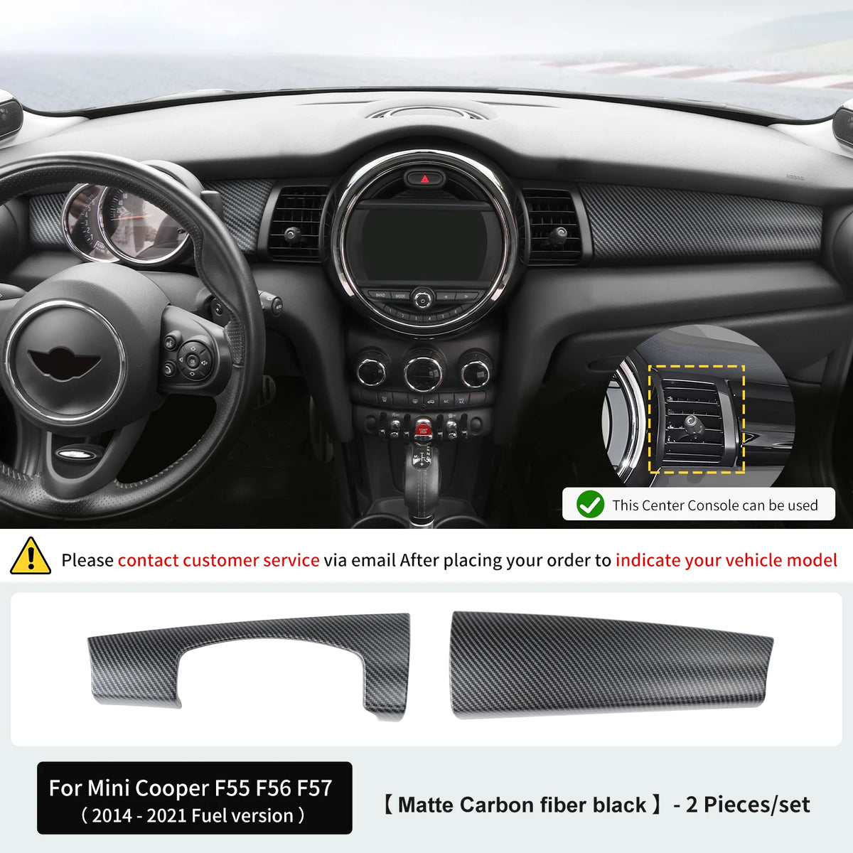 Center Console Decorative Shell Cover for Mini Cooper F55 F56 F57 2014-2021 ABS Leather
