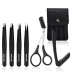 6pcs Professional Stainless Steel Precision Tweezers & Scissors Suitable for Eyebrow Trimming Facial Hair Removal Tool Gifts