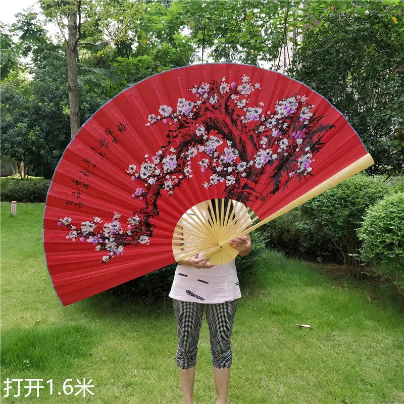 50x88cm Folding Bamboo Fan Large Big Hand Classical Wall Mount Fan Living Room Decor Plum Fans Chinese Decoration Wedding Gifts