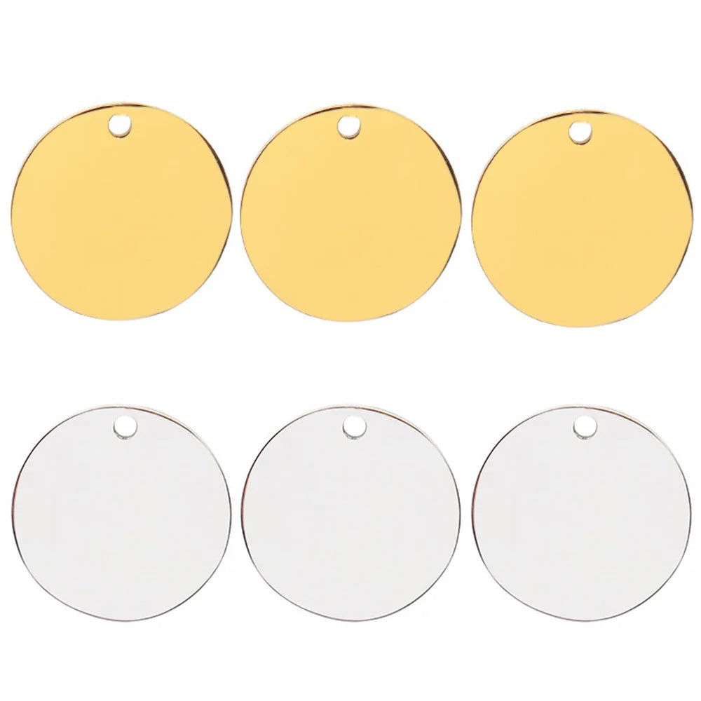 20pcs Stainless Steel Round Pet ID Tag Mirror Finish Collar Name Pendant 25-35mm