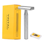 Stainless Steel Double Edge Safety Razor 30° Angled, Reusable, Includes 5 Blades