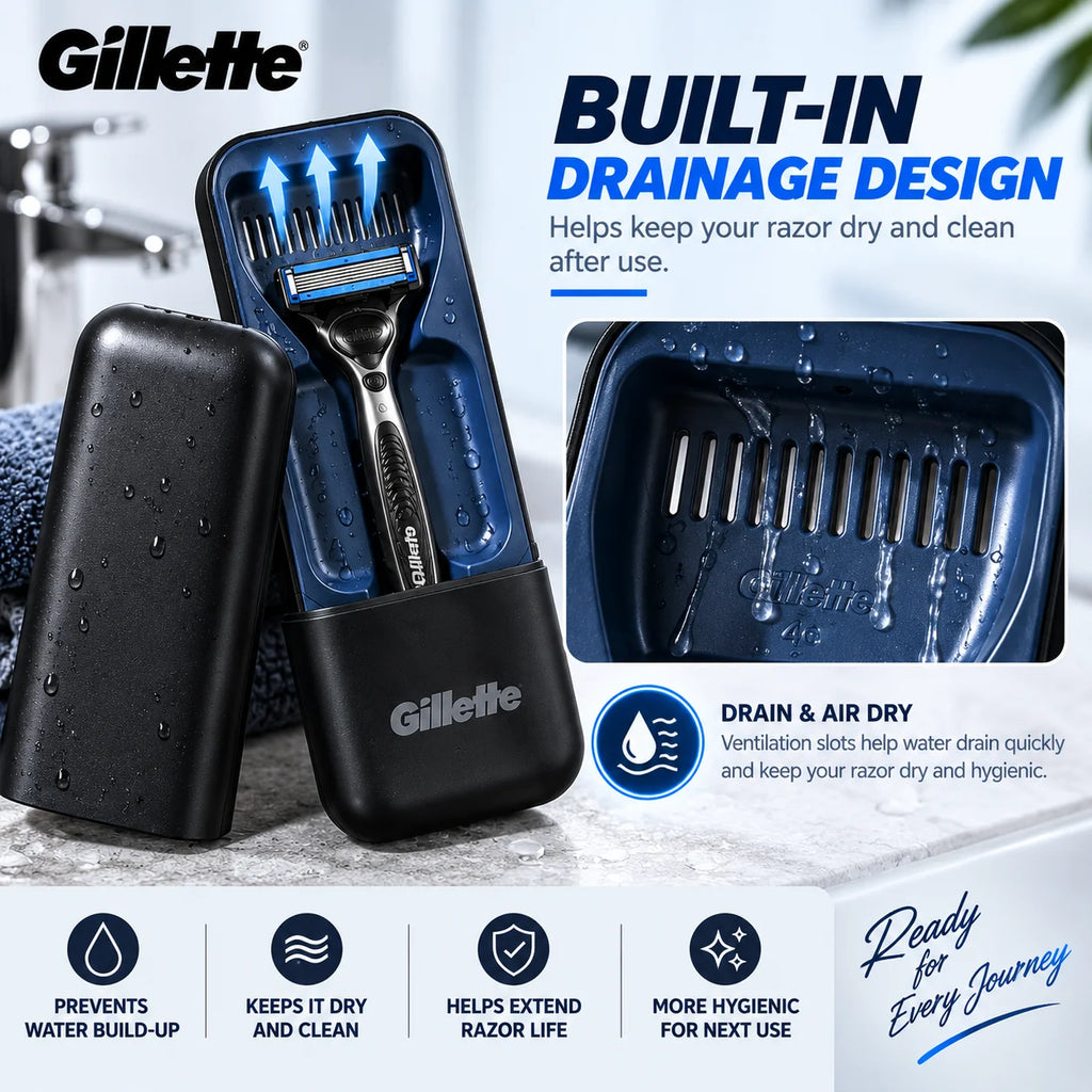 Gillette Brand Black Razor Case Magnetic Travel Case Compatible with Fusion/Magnetic/Match/Vector 3 Series