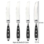 Hotel Stainless Steel Table Knife Fork Spoon Sets Teaspoon Teafork Steak Knife Cutlery Restaurant Serviing Set Black Wood Handle