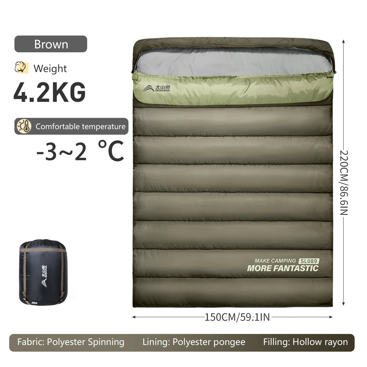 Ultimate All-Season Camping Sleep Solution for Two - BISINNA Bag