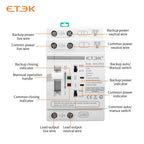 ETEC Din Rail 2P/4P ATS Dual Power Automatic Transfer Switch Electrical Selector Switches Uninterrupted Power 40A/63A PV Energy