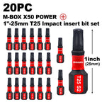 Geinxurn T25 Impact Tough Magnetic Screwdriver Bit Set, #25 Torx Head Power Bits, S2 Alloy Steel Star Bits with Storage M-Box
