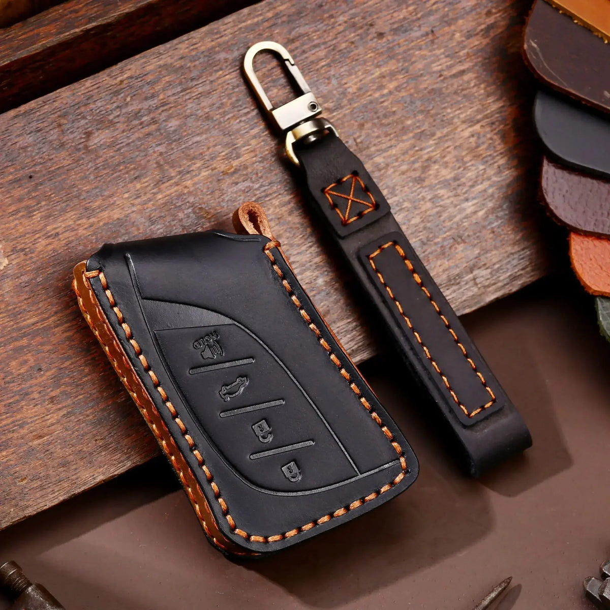 Luxury Car Key Case Cover Leather Fob Protector for LFA Lexus Ux Ux200 Ux250h Es200 Es300h Keyring Holder Accessories Keychain