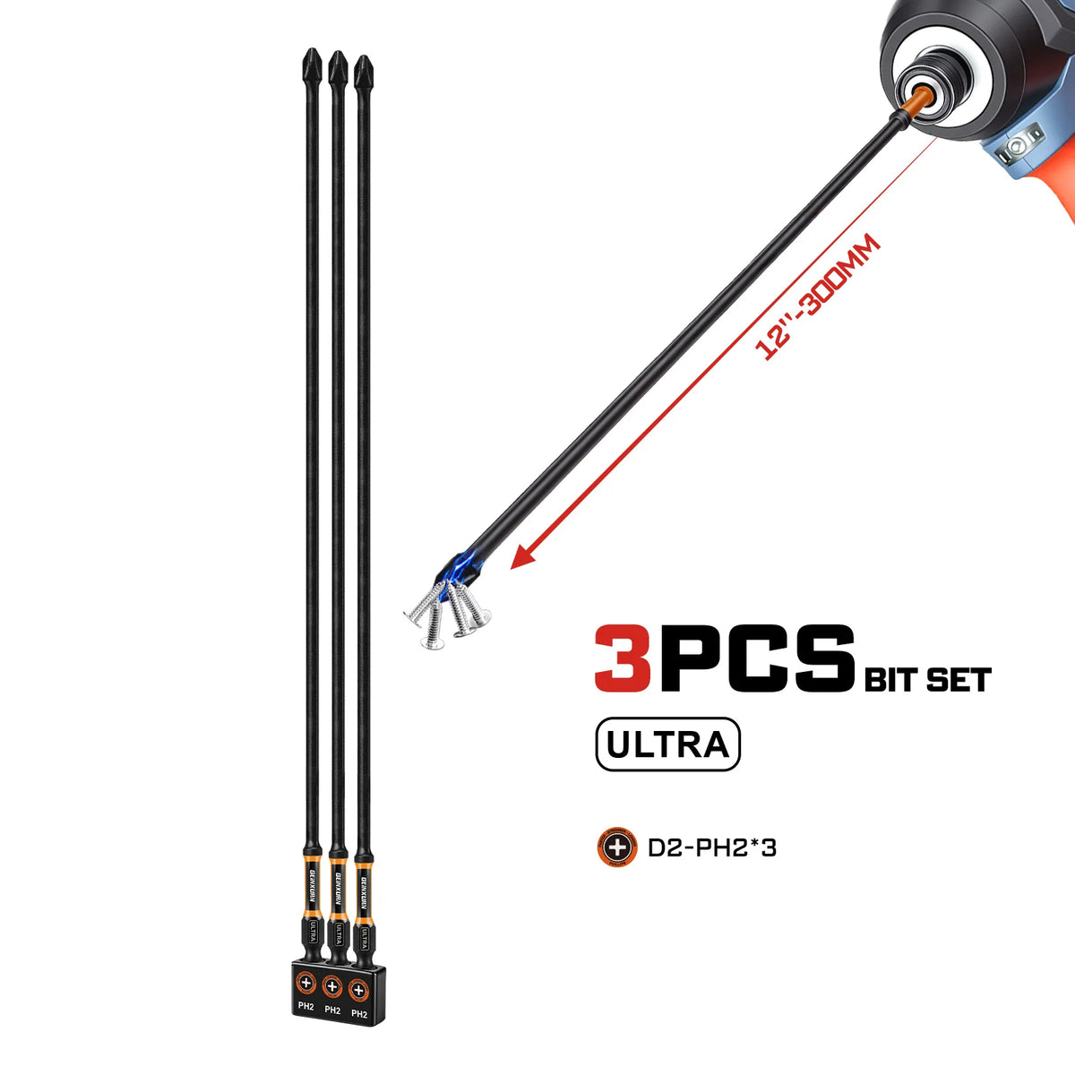 Geinxurn 3pcs/6pcs D2-PH2 Screwdriver Bits 300mm Long High-Strength Tool Set for Home DIY Projects