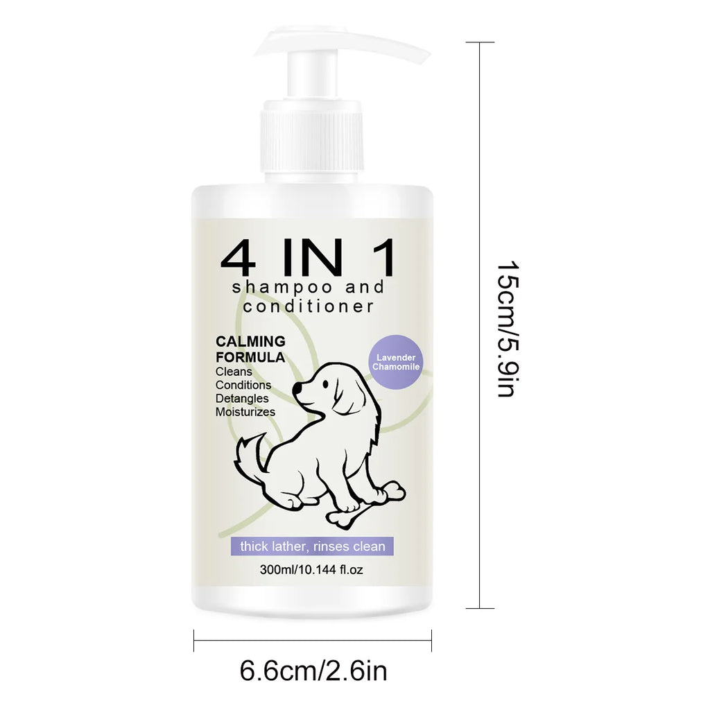 4-in-1 Pet Shampoo and Conditioner for Dogs and Cats, Anti Shedding, 300ml