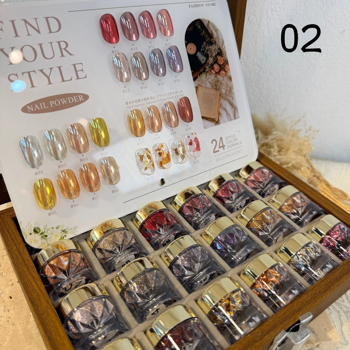 High-End Nail Art Set, 24 Colors Moonlight Mirror Powder Kit, Ultra-Fine Glitter, Japanese Style, Perfect for All Occasions