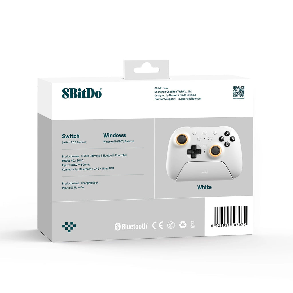 8BitDo Ultimate 2 Bluetooth Controller for Nintendo Switch 2 PC Windows， Wireless Gamepad with TMR Joystick,Hall Effect Trigger