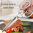 Stainless Steel Kitchen Scissors, Powerful Multifunctional Household Scissors for Meat, Poultry, Free Magnetic Scissors Cover