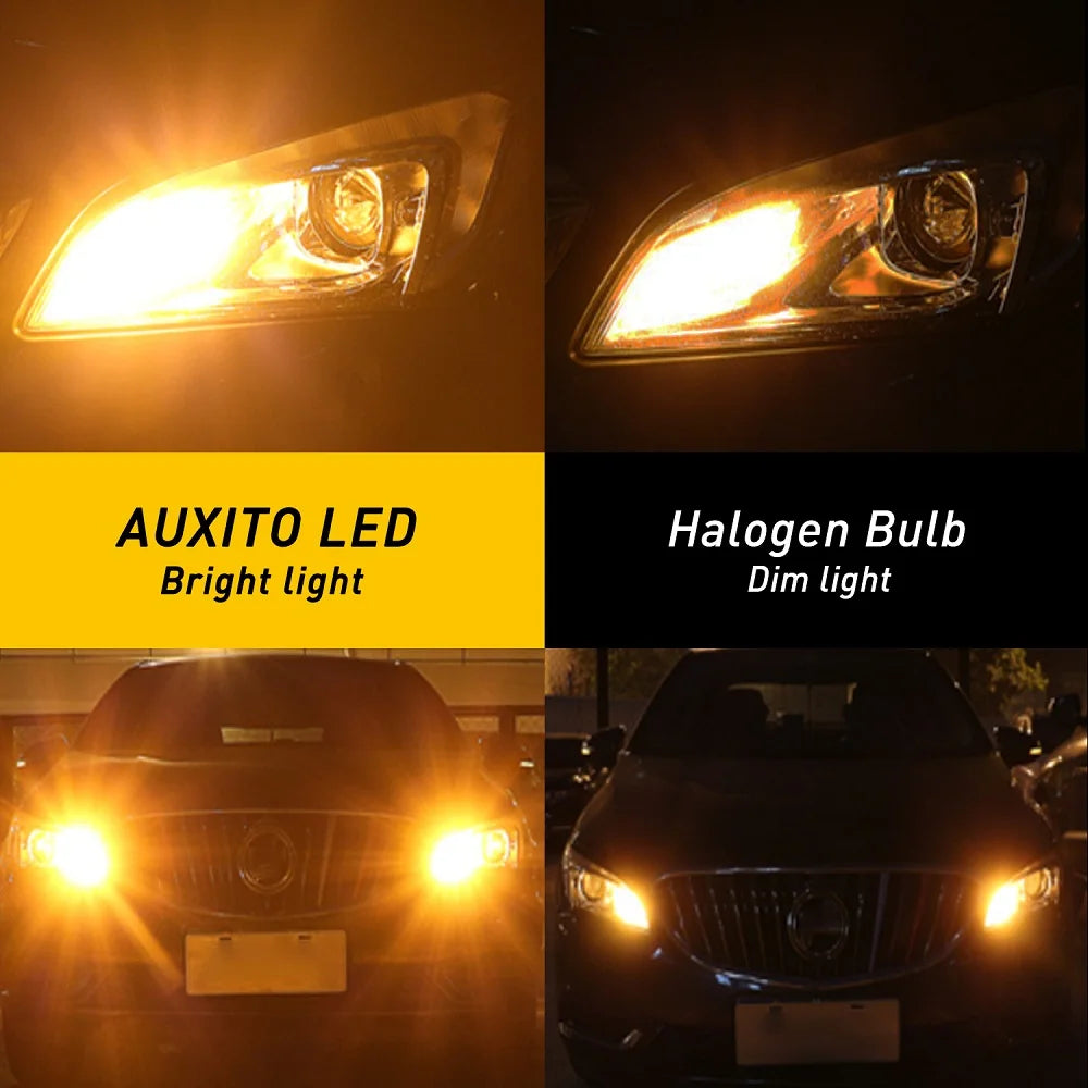 AUXITO 2Pcs 7440 W21W WY21W LED Turn Signal Light Amber 7440NA T20 LED Bulb Indicator Lamp CANBUS Error Free No Hyper Flash 12V