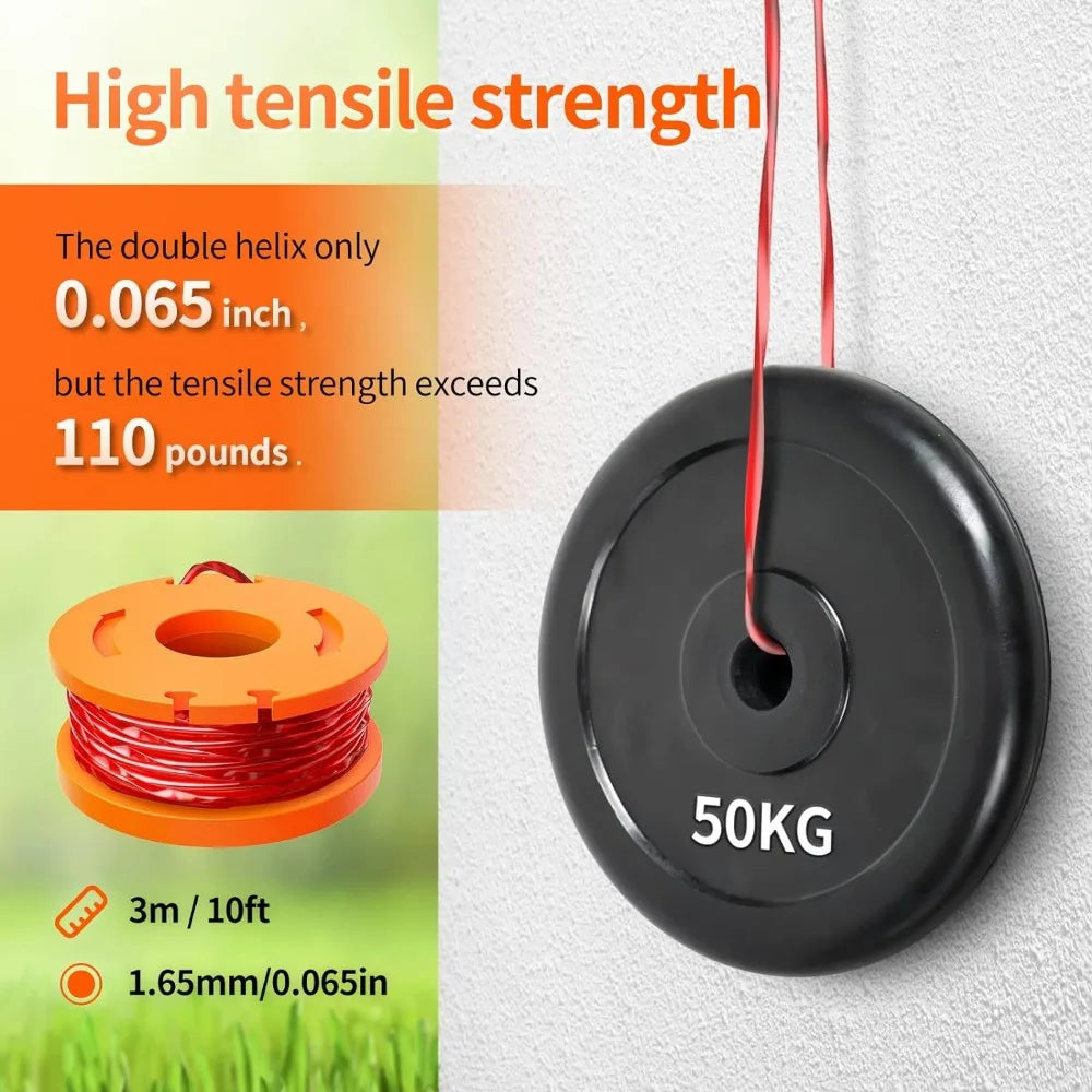 Grass Trimmer Line Spool Replacement 10ft (3m) for Worx WA0010, 10pcs/15pcs/20pcs
