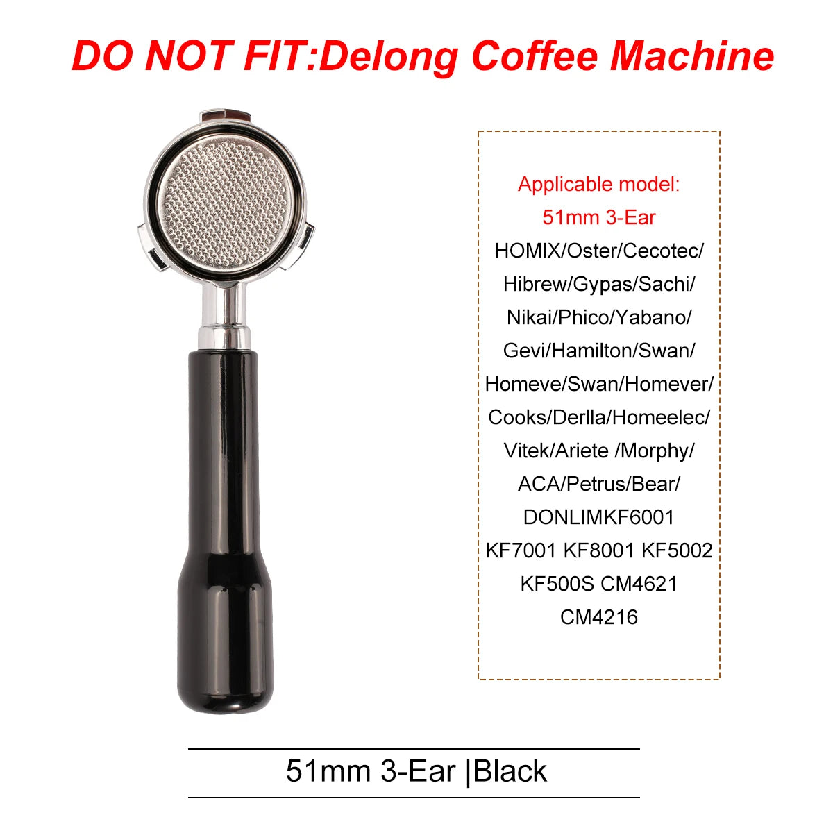 51mm Coffee Bottomless Portafilter With Filter Basket For Homix H11 Oster Cecotec Hibrew Espresso Machine Handle Cafe Tools