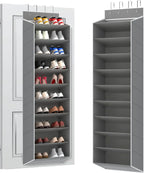 Over the Door Shoe Organizer Hanging Rack, 20 Pocket, Black/Grey/White, 1pc or 2pc