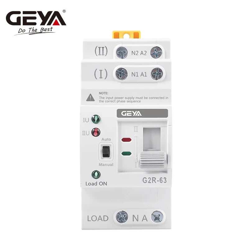 GEYA G2R ATS Mini Automatic Transfer Switch 220V Din Rail Dual Power Electrical Selector Switches Uninterrupted Power 63A 110V