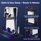 PS5 Cooling Stand with RGB and Controller Charging Dock, Game Storage, YH66S-D Black