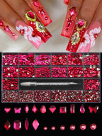 21 grid nail art diamond flat bottom glass diamond multi-style special-shaped diamond shiny nail rhinestone DIY nail art jewelry