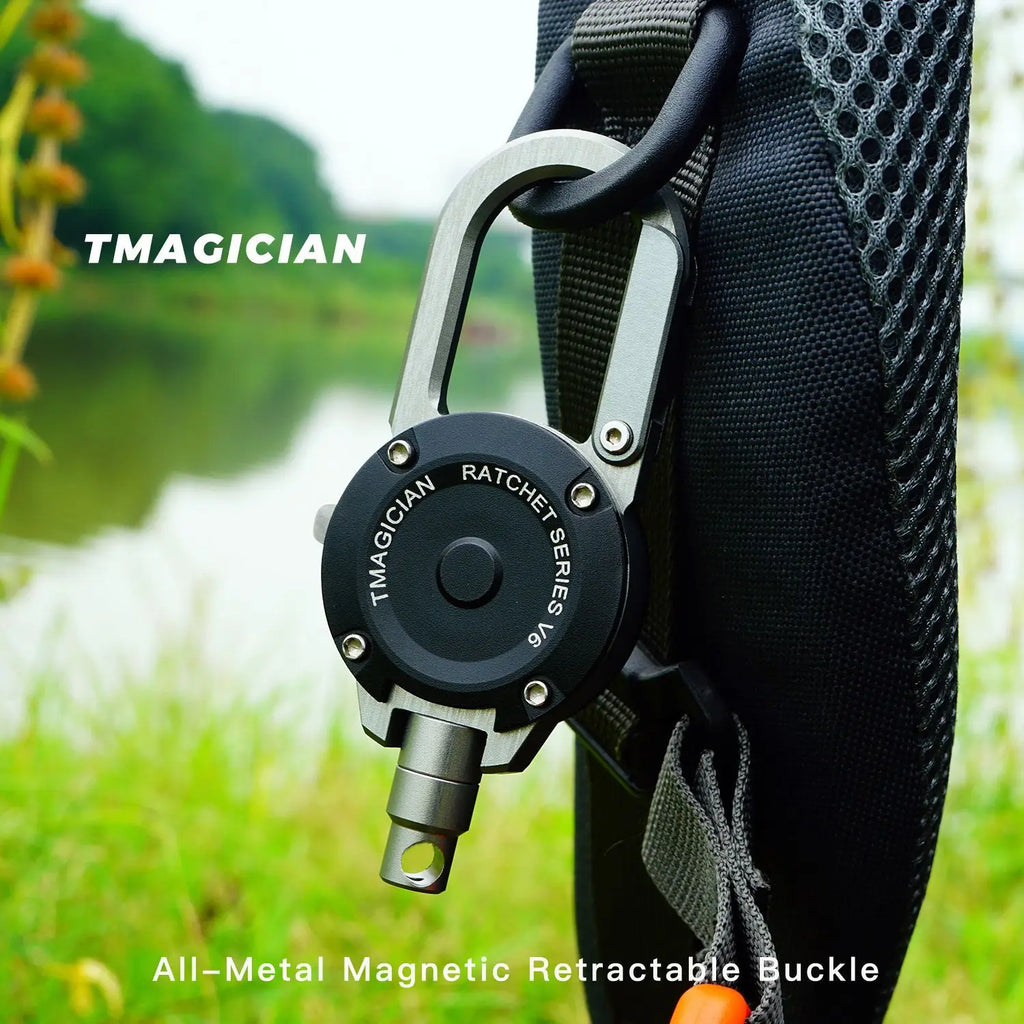 TC4 Titanium Aluminum Alloy Retractable Heavy Duty Pull Reel Carabiner Strong Steel Wire Lost Rope Buckle Ring Outdoor Keychain