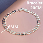 Punk 925 sterling silver 4/6MM 8 Inches Figaro Chain For Men Simple Women Hip Hop Bracelet Jewelry Party Accessories Wholesale