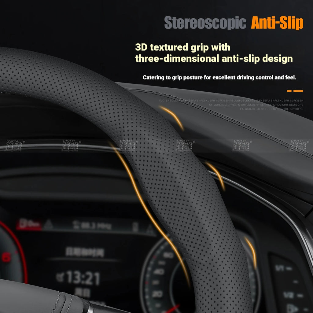 Snap-on leather steering wheel cover for Mazda 3 5 6 CX-5 CX-9 MX-5, black/brown/red/orange