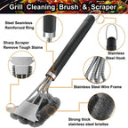 Safe Grill Brush and Scraper with Deluxe Handle Grill Cleaner Brush Stainless Steel Bristle Grill Brush
