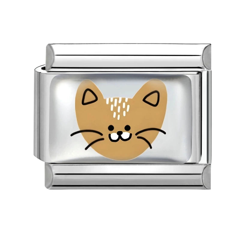 2025 Original Cute Cartoon Colorful Pet Dog Black Cats Italian Charm Links Fit 9mm Stainless Steel Bracelet Men Women DIY Making