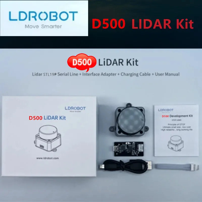 LDROBOT D500 kit 12meters Radar Lidar COIN-D4 Scanner 360 Degree Scanning 30000Lux Support ROS1 and ROS2 for Indoor and outdoor
