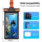 TOPK Waterproof Phone Pouch,[Underwater Screen Touchable] IPX8 Waterproof Phone Case Compatible for Mobile Phone Up to 7.0 inch