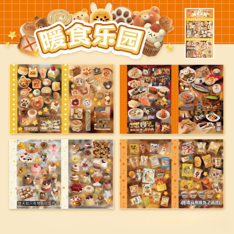 4pc/set Japanese Y2K Cute Scrapbook Sticker Aesthetic Kawaii Animal Food Dessert Journaling Sticker DIY Decor Stationery Sticker