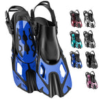 Snorkel Fins Swim Fins Adjustable Buckles Swimming Flippers Short Silicone Scuba Diving Shoes Open Heel Travel Size Beginners