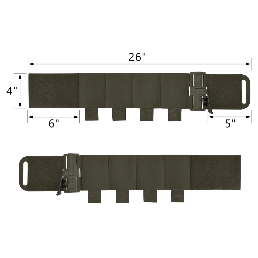 KRYDEX Tactical Elastic Cummerbund Quick Release Strap w/ 8 Mag Pouches, Black/Camo/Coyote/RG