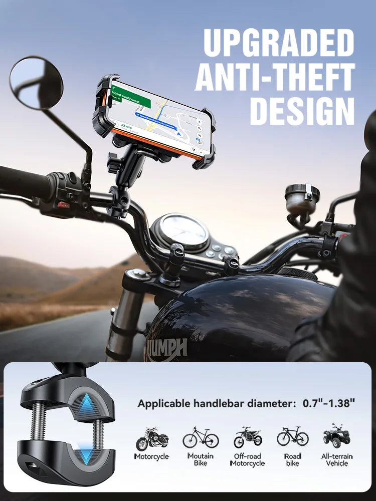 Joyroom Motorcycle Bike Phone Holder Mount with Vibration Dampener For Motorcycle Bike, Scooters ATV/UTV Universal Bicycle Mount