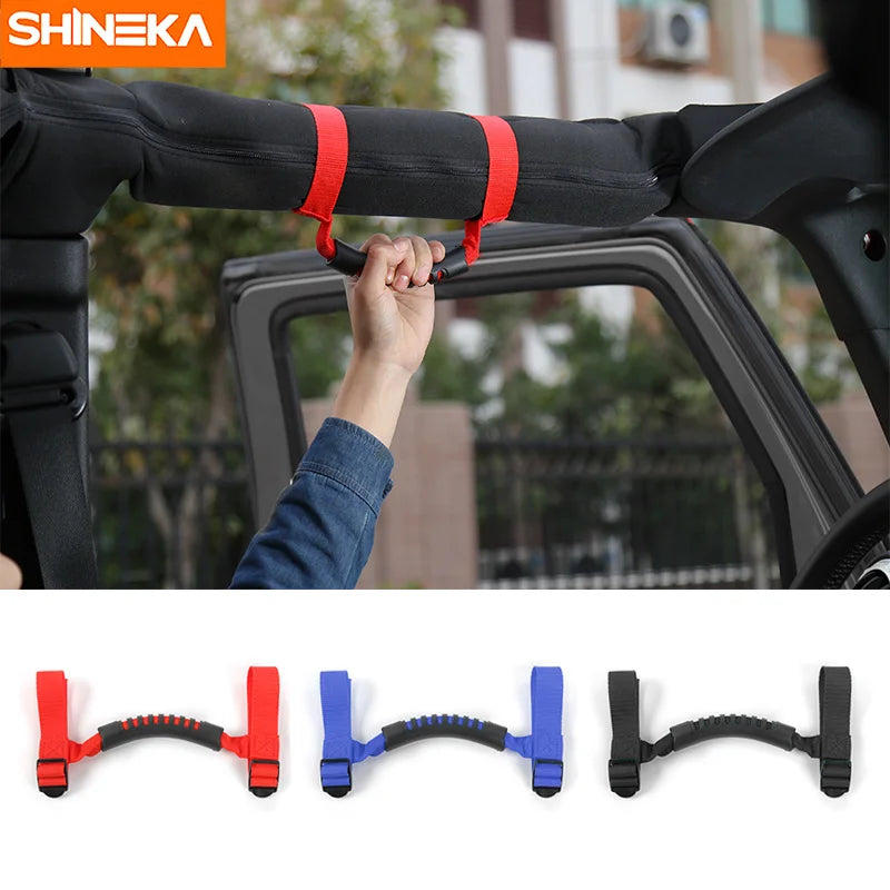 4x4WD Armrest Top Grab Handles Grip Bar Pulling Tab Roll Bar Mount For Jeep Wrangler CJ TJ JK JL Sports Sahara Rubicon