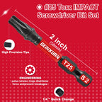 Geinxurn T25 Impact Tough Magnetic Screwdriver Bit Set, #25 Torx Head Power Bits, S2 Alloy Steel Star Bits with Storage M-Box