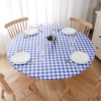 Fitted Round Plastic Vinyl Table Cloth Flannel Backing Elastic Edge Waterproof Table Protector for Dining Room Table Cover
