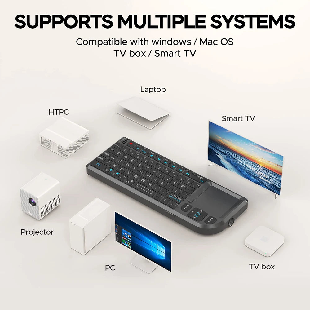 2.4G Wireless Keyboard With 7-color Backlight Touchpad Mouse And Flashligt- Portable Applicable- Perfect For PC Smart TV Box