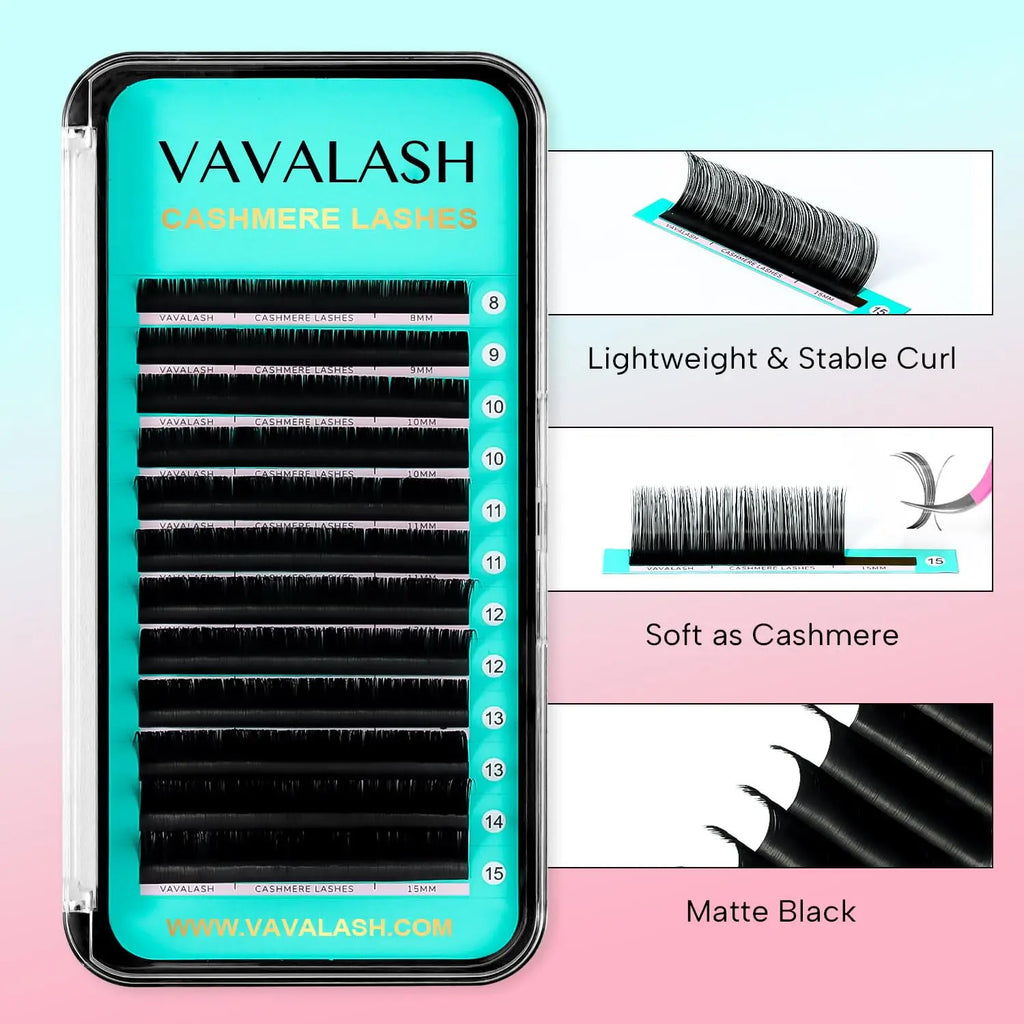 VAVALASH Cashmere Volume Eyelash Extension Tray C Curl 0.03mm/0.05mm Length Options
