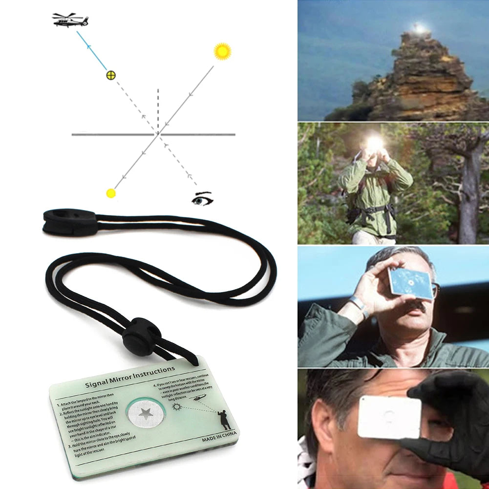 Survival Signal Mirror Emergency Rescue Outdoor Marine Kayak Mirror Reflection Signal Mirror Traval Hiking Accessory