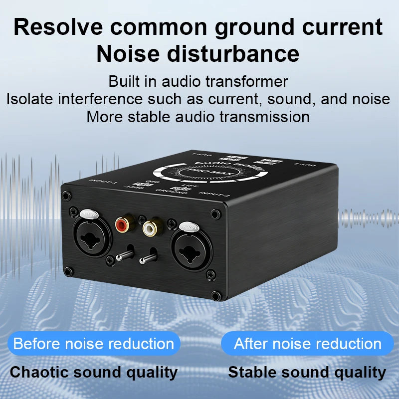 3Pin XLR/RCA/TS/TRS Ground Loop Noise Isolator Box Multi-Purpose Hum Eliminator for Home and Office Theater Audio Playing System