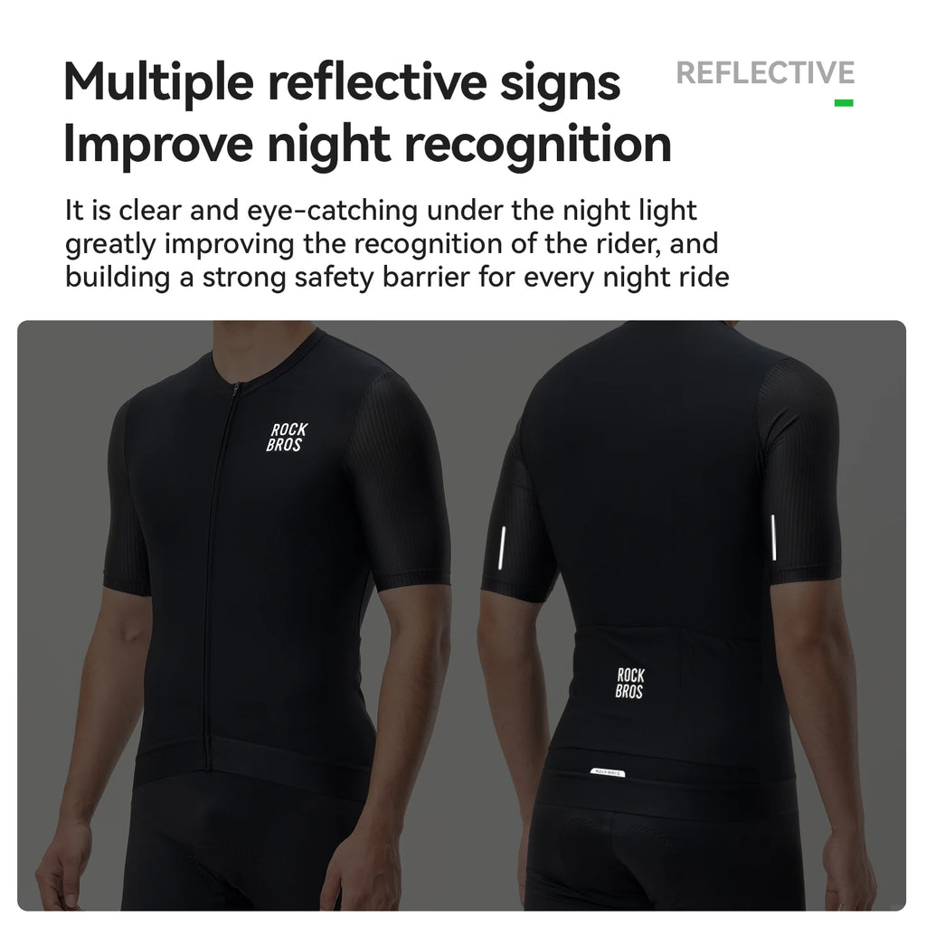 ROCKBROS Summer Cycling Short Sleeve Jersey High Elastic Lightweight Breathable Cycling Jersey Reflective Men Cycling Clothing