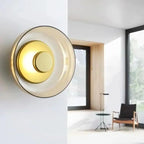 LED Glass Wall Sconce, Amber or Smoke Gray Shade, Warm White Light, Indoor Wall Lamp