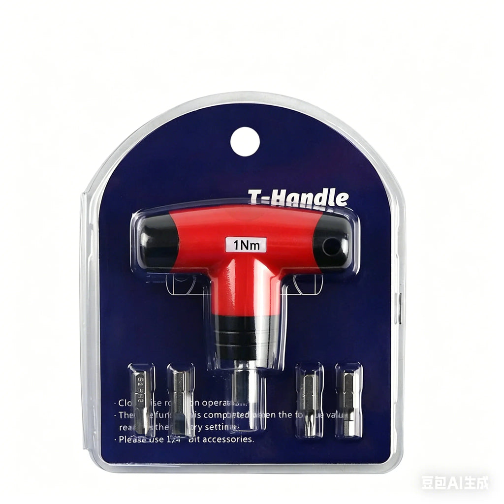 1- 6 N.M T-type Fixed Torque Scewdriver Preset Torque Wrench Tools with 4 Batch Heads 5% Accuracy 6.35mm
