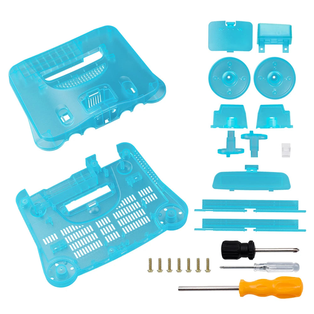Bitfunx Replacement Plastic Shell Translucent Case for N64 Nintendo 64 Replacement Case Transparent Boxes