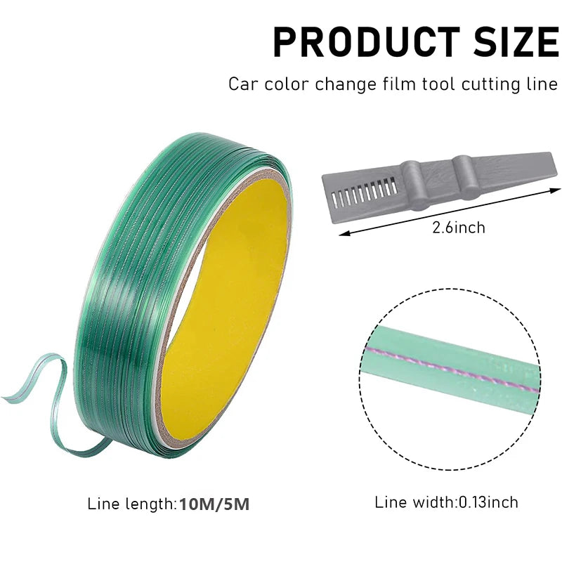 5/10/50M Vinyl Wrap Cutting Tape Car Stickers Finish Line Cut Tape with Squeegee Design Line for Wrapping Car Film Cutting Tools
