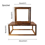 Gold Metal Cake Stand Set Round or Square Dessert Display Pedestal, 2pcs/3pcs or Single